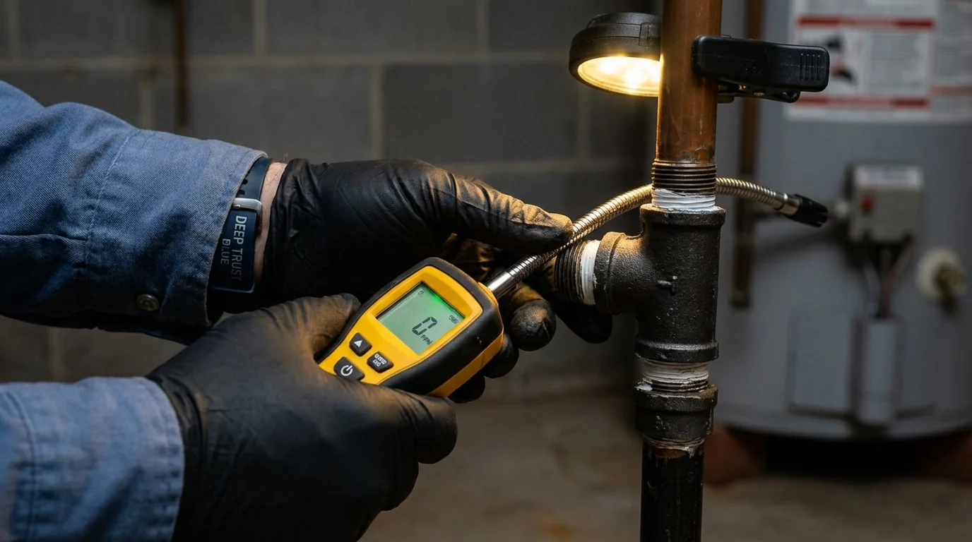Gas leak detection with electronic sniffer by Johns Plumbing LLC in Mansura
