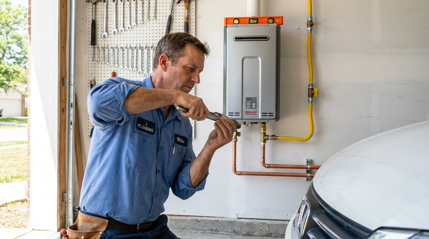 Tankless water heater installation by a Johns Plumbing LLC plumber in Mansura